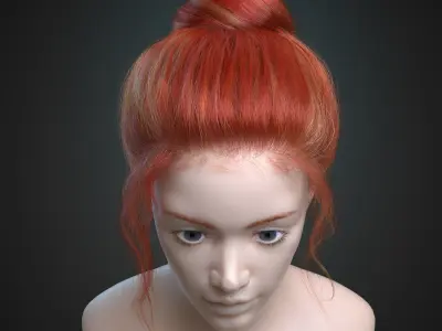 Female realistic hairstyle Ornatrix Alembic Hair Groom Plugin  3D model