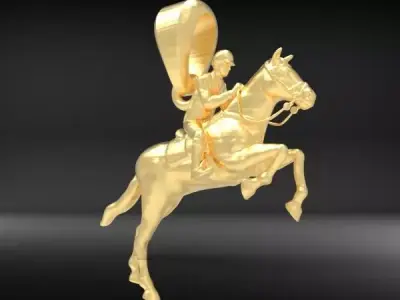 HORSE WITH JOCKEY  3D print model