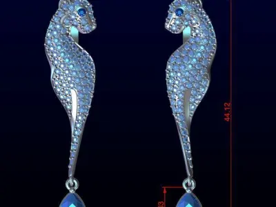 Black panther earrings 3D printble model 3D print model