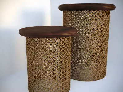 Metal round coffee tables Free low-poly 3D model