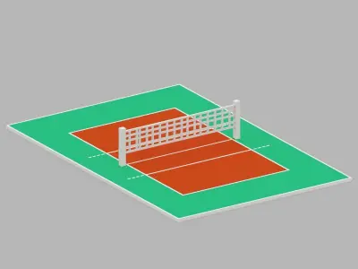 Voxel Volleyball Court Low-poly 3D model