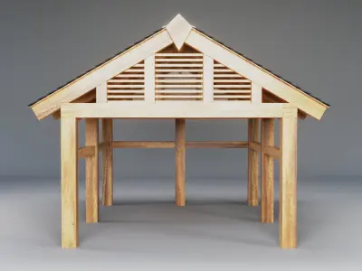 Wooden Carport 3D model