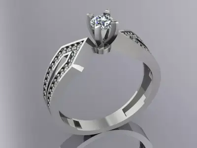 Elegant Diamond Ring Jewelry Gold 3D print model purchase