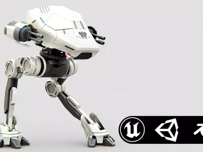 COMBAT DROID S-50 Rigged for Unreal Engine - Unity - MIXAMO  3D model
