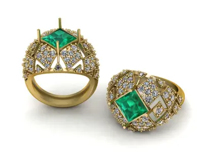 LUXURY EMERALD RING 3D PRINTABLE MODEL 3D print model