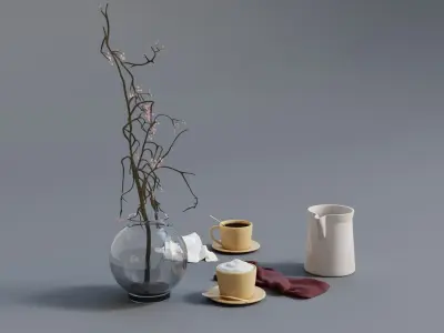 Table Decoration Set and Vase 2 3D model