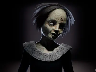 Damn doll game character for Horror games Low-poly 3D model