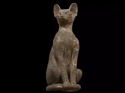 Ancient Egyptian Cat Statue Black  3D model