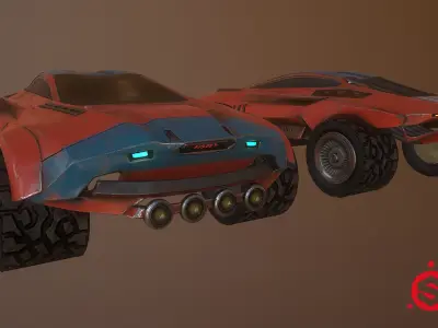 Cyberpunk Terrain Concept Vehicle Low-poly 3D model