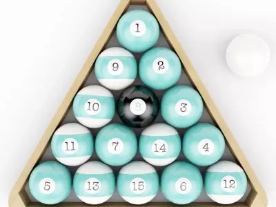 Wood Pool Triangle and  Ball Set 3D model