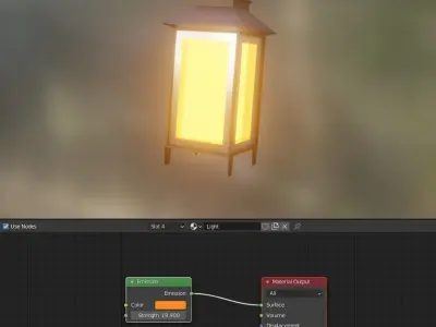 Lowpoly Lantern With Glowing Light Free 3D model