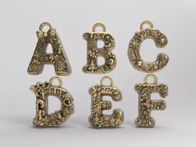 Alphapet  christmas decor A to F 3D print model