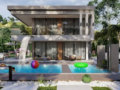 Villa Exterior Scene 3D model 3D model