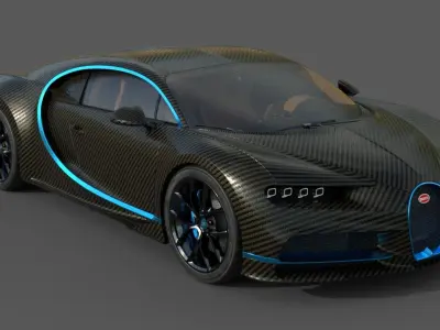 Bugatti Chiron Carbon Fiber Low-poly 3D model