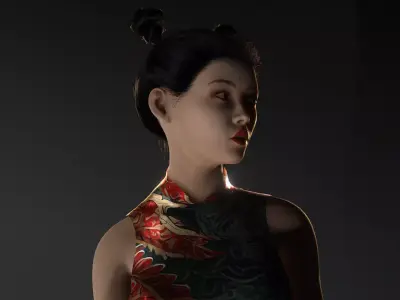 The Silk Dragon Elegant Asian Woman 3D Character Fully Rigged Low-poly 3D model