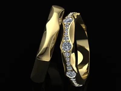 Infinito wedding band gold platinum rings 3D print model