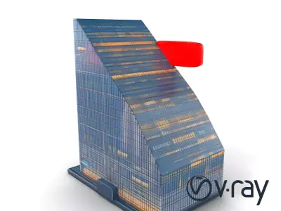 Futuristic Glass Skyscraper with Neon Signs model pack Low-poly 3D model