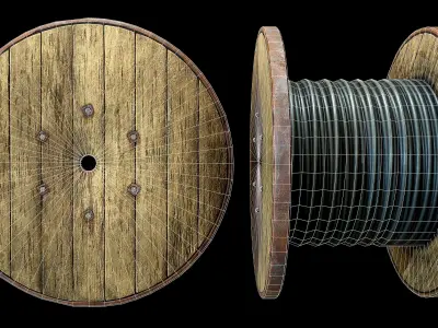 Game-Ready Cable Drum Low-poly 3D model