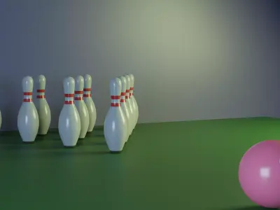 Low Poly Bowling Set pin Low-poly 3D model