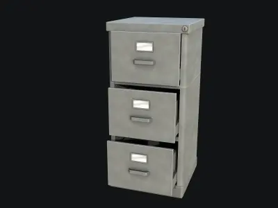 Filing Cabinet Modular Grey PBR Game Ready Low-poly 3D model