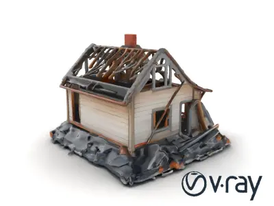 Dilapidated American House Ruins model pack Low-poly 3D model