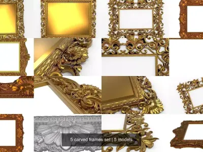 5 carved frames set 3D Model Pack 5