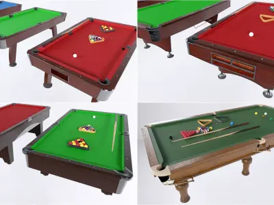 Snooker Pool Table Collection 3D Model Pack