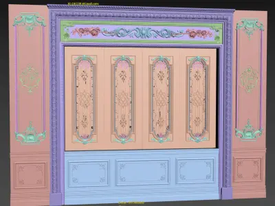 Classic Door Royal style gold plated 23 3D model