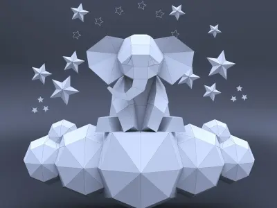 Low Poly Elephant Model Origami 3D print model 3D print model  3D print model
