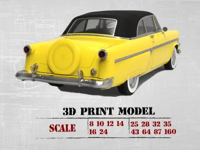 Classic american car Crestline Sunliner STL printable 3D print model