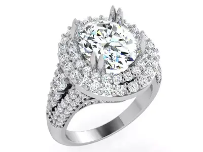 Oval Double Halo Luxury Ring 3971 3D print model