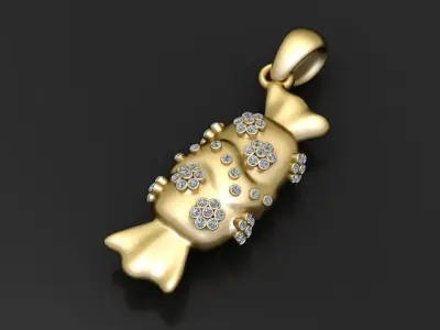  CANDY CANE PENDANT 3D Print Model  pendant  3D print model