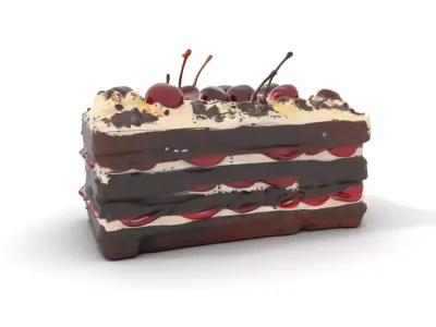 Cherry Chocolate Cake model pack Low-poly 3D model