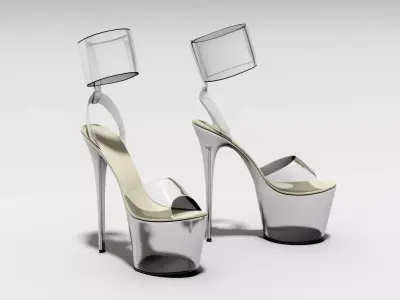 Women Clear Platform High Heel Sandals 3D model