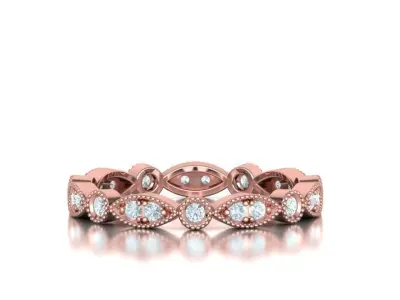 Diamond Vintage Milgrain Band Ring Eternity Band 5US-9US sizes 3D print model