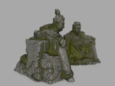 buddha rock gate Low-poly 3D model