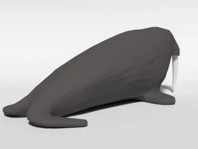 Low Poly Cartoon Walrus Low-poly 3D model