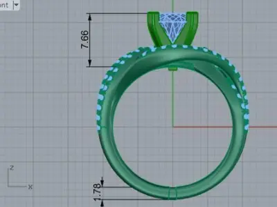 Round Diamond Twisted Ring 3643 3D print model