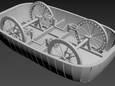 Davincis First Wheel Car Low-poly 3D model