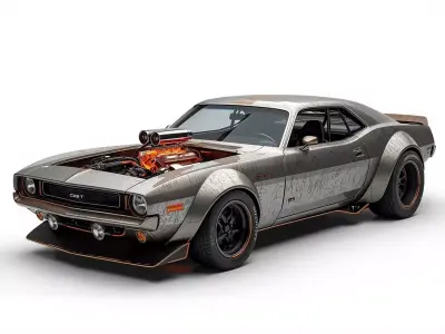 Custom Cyberpunk Muscle Car 3D Model Low-poly 3D model