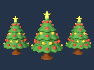 Cartoon Christmas Tree Decorations 3D model