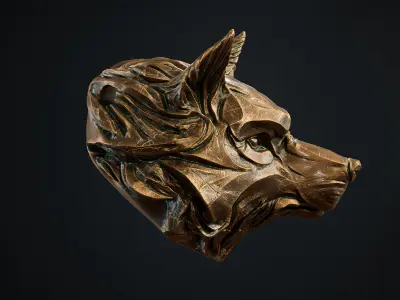 Wolf head pendant keychain 3d print model 3D print model