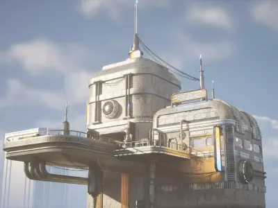 Science Fiction Flying Cantina - Unreal Engine  Low-poly 3D model