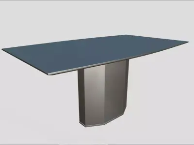 Dining Furniture Set Leather Chair Marble Table 3D model
