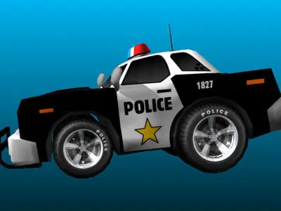 Cartoon Police Car Low-poly 3D model