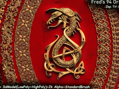 Fred ORNAMENT BRUSH Vol 7 - IMMBRUSH-3DModels-ALpha Low-poly 3D model