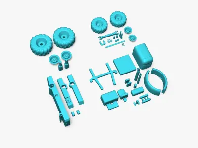 Cute Tractor - Block Cars - Funny Toy to Assembly 3D print model