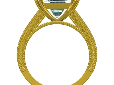 Single Stone Cathedral Art Deco Ring 3D print model