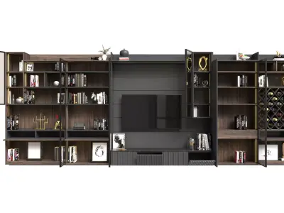 Modern Luxury TV Wall Unit 3D Model 3D model