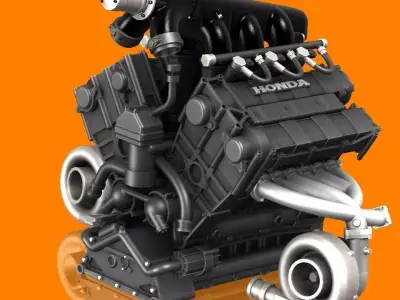HIGH DETAIL McLaren MP4-4 Engine - 16 parts for 3D Printing 3D print model